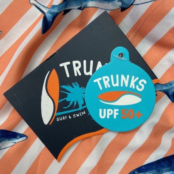 Trunks Surf & Swim Boys Shark Striped Print Swim Trunk Shorts Size XL - Picture 10 of 16